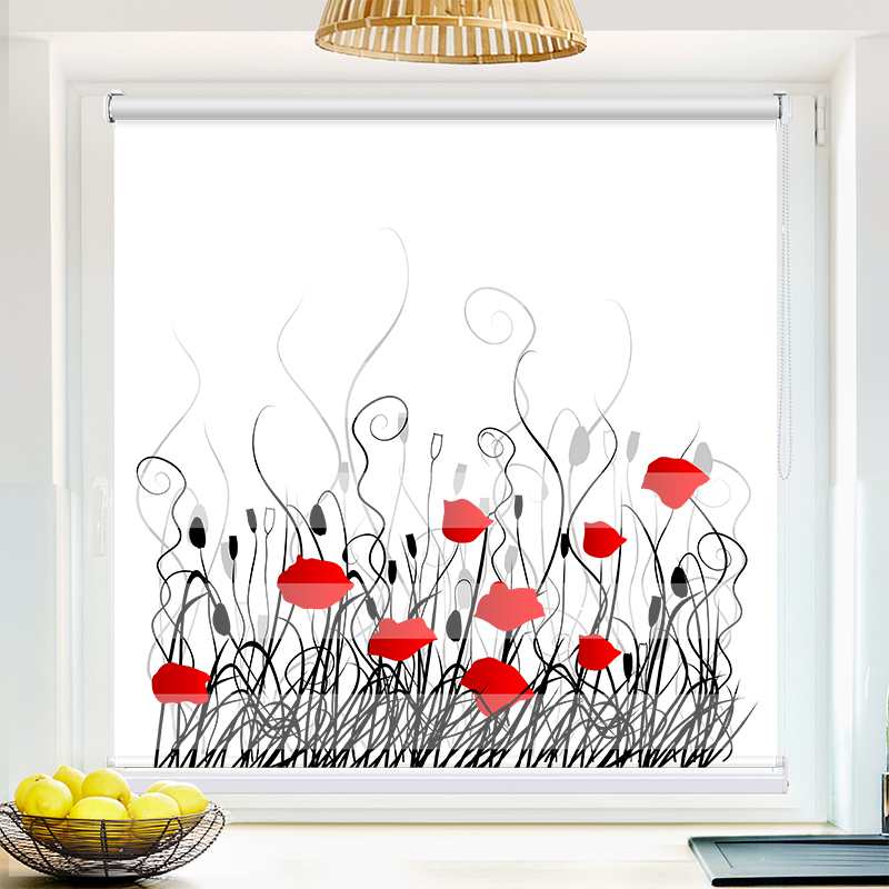 Klemmfix Doppelrollo "Mohnblumen Grafik" | Klemm Doppelrollo