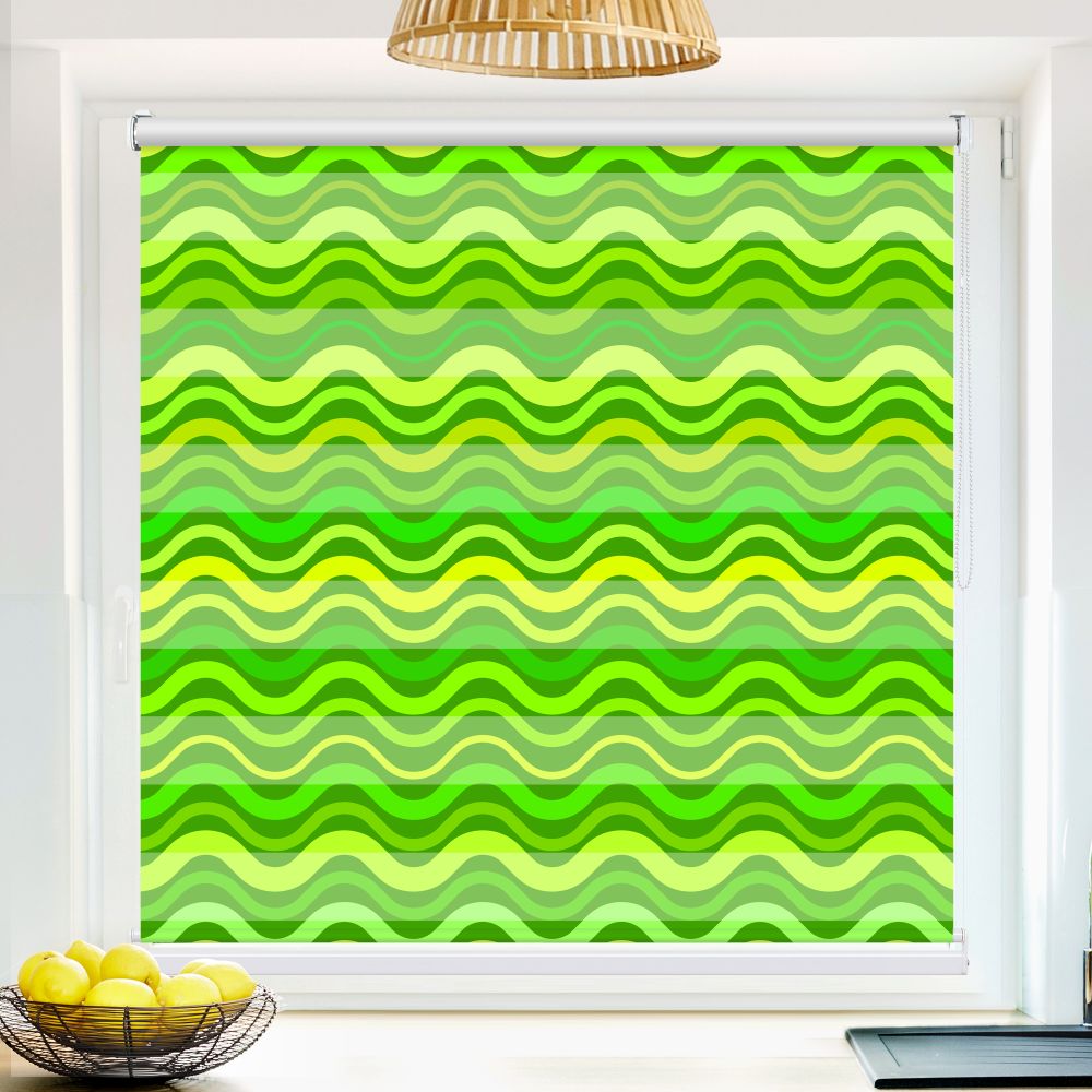Klemm Doppelrollo "Abstrakt Gruen" - ohne Bohren - Klemmfix - bis 150 cm Breite - Duo Rollo Fotodruck - La-Melle