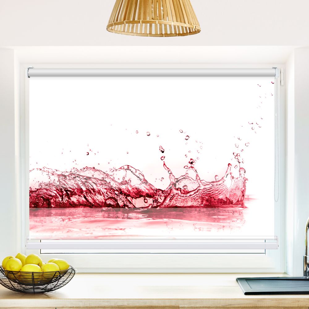 Klemm Doppelrollo "Rotwein Splash" - ohne Bohren - Klemmfix - bis 150 cm Breite - Duo Rollo Fotodruck - La-Melle