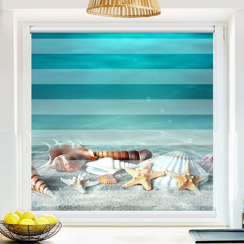 Fotorollo Muschel und Seestern am Strand