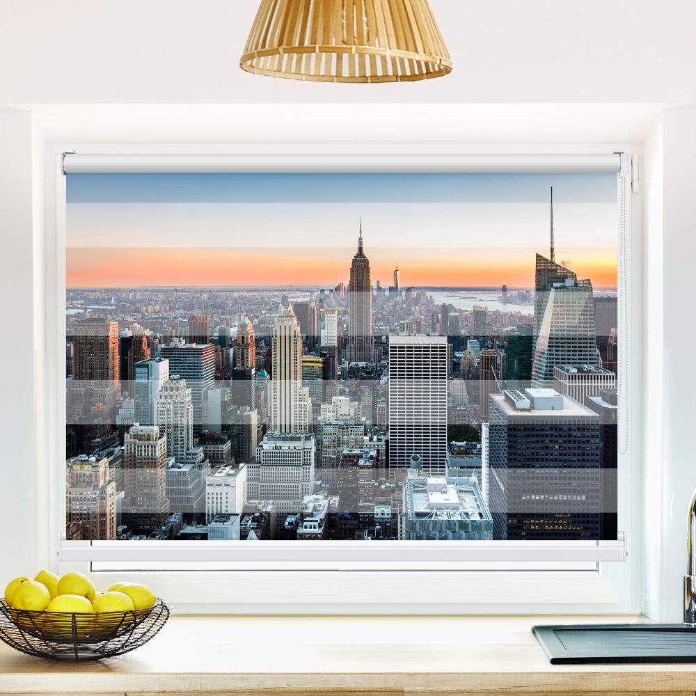 Klemm Doppelrollo "Skyline New York" - ohne Bohren - Klemmfix - bis 150 cm Breite - Duo Rollo Fotodruck - La-Melle