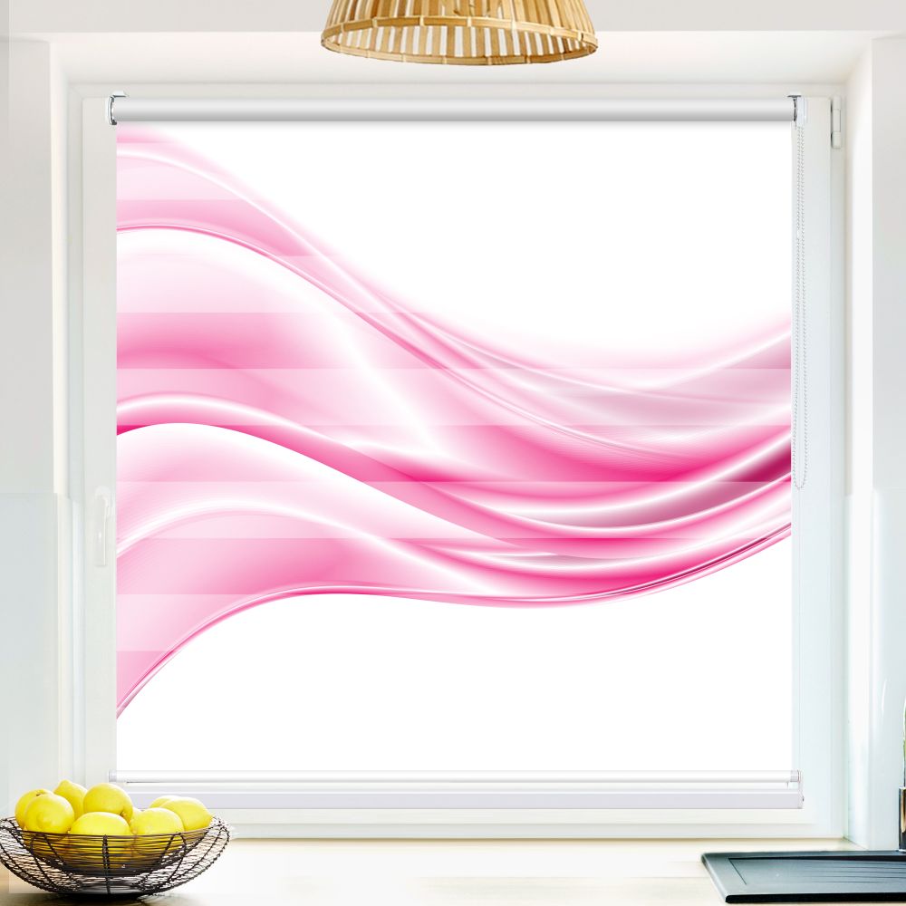 Klemm Doppelrollo "Abstrakt Pinke Wellen" - ohne Bohren - Klemmfix - bis 150 cm Breite - Duo Rollo Fotodruck - La-Melle