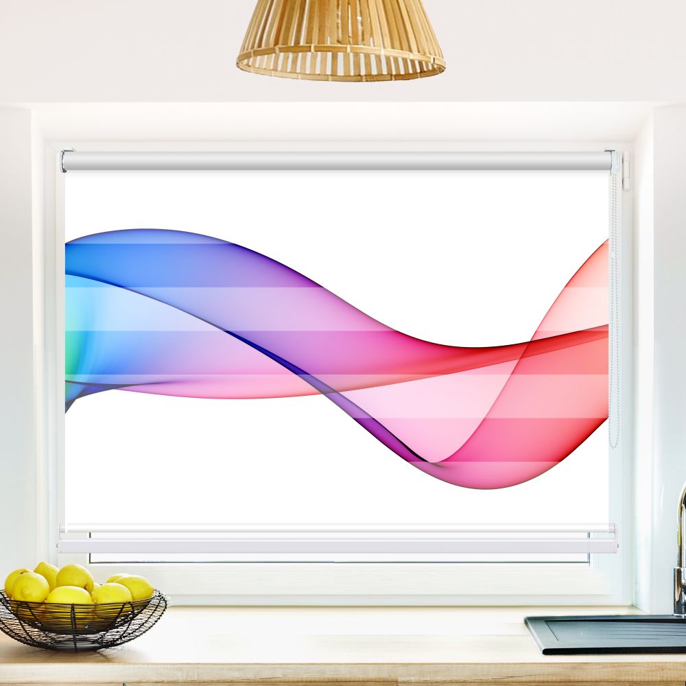 Klemm Doppelrollo "Abstrakt Bunte Wellen" - ohne Bohren - Klemmfix - bis 150 cm Breite - Duo Rollo Fotodruck - La-Melle