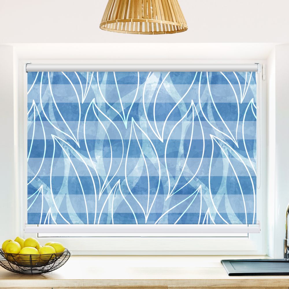 Klemm Doppelrollo "Blaetter Wasserfarben" - ohne Bohren - Klemmfix - bis 150 cm Breite - Duo Rollo Fotodruck - La-Melle