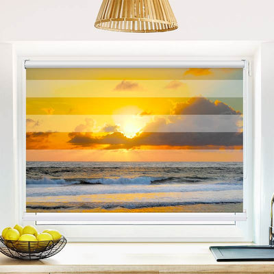 Klemmfix Doppelrollo Sonnenuntergang Meer | Klemm Doppelrollo