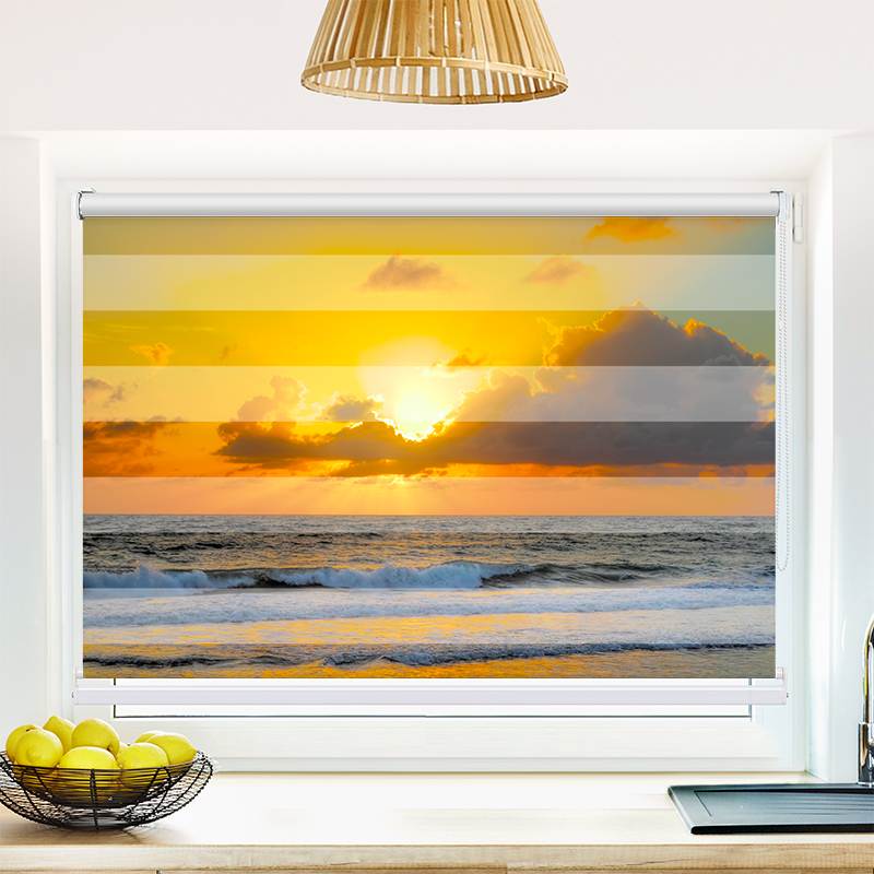 Klemmfix Doppelrollo "Sonnenuntergang Meer" | Klemm Doppelrollo