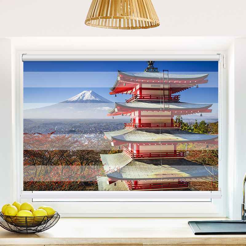 Klemmfix Doppelrollo "Fuji im Herbst" | Klemm Doppelrollo