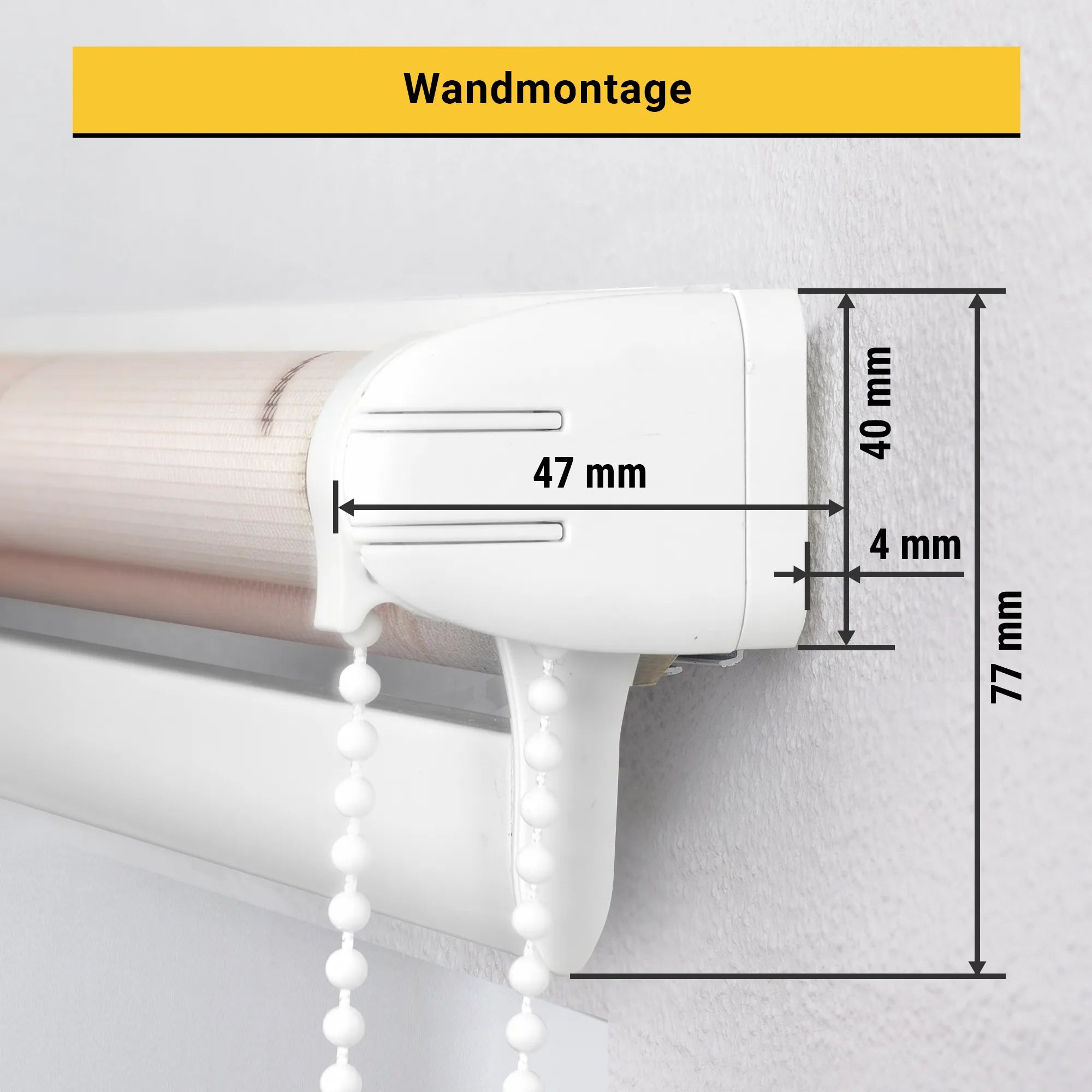 Klemm-Doppelrollo Abmessungen Wandmontage