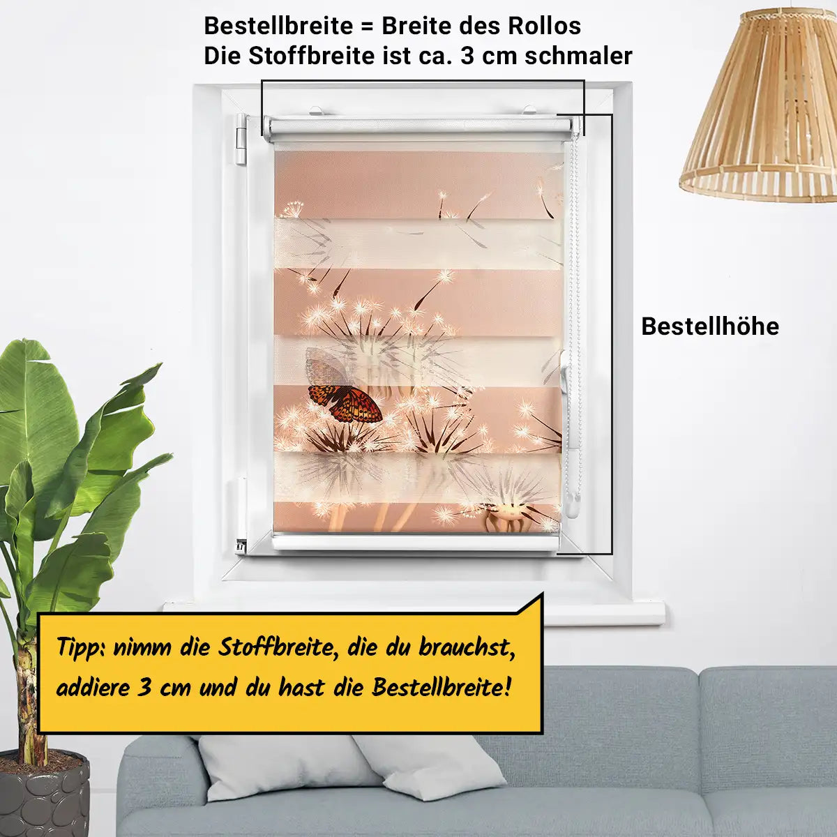 Messhinweis Klemm-Doppelrollo