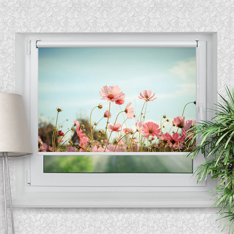 Klemmfix Rollo Kosmeen Blumenwiese Rosa Blumen