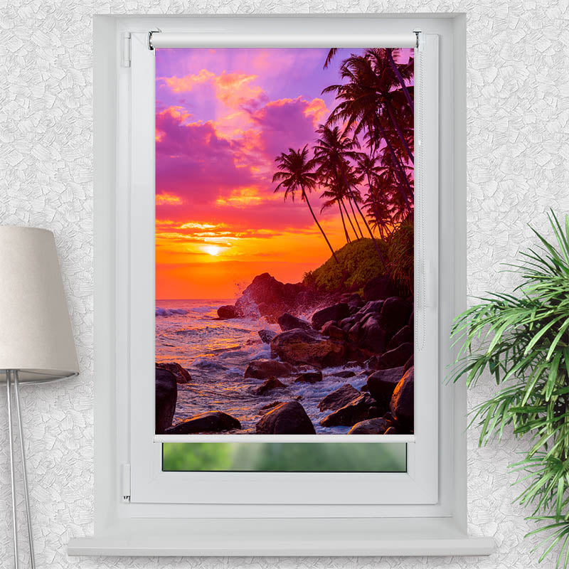 Klemmfix Rollo Sonnenuntergang Palmen Strand