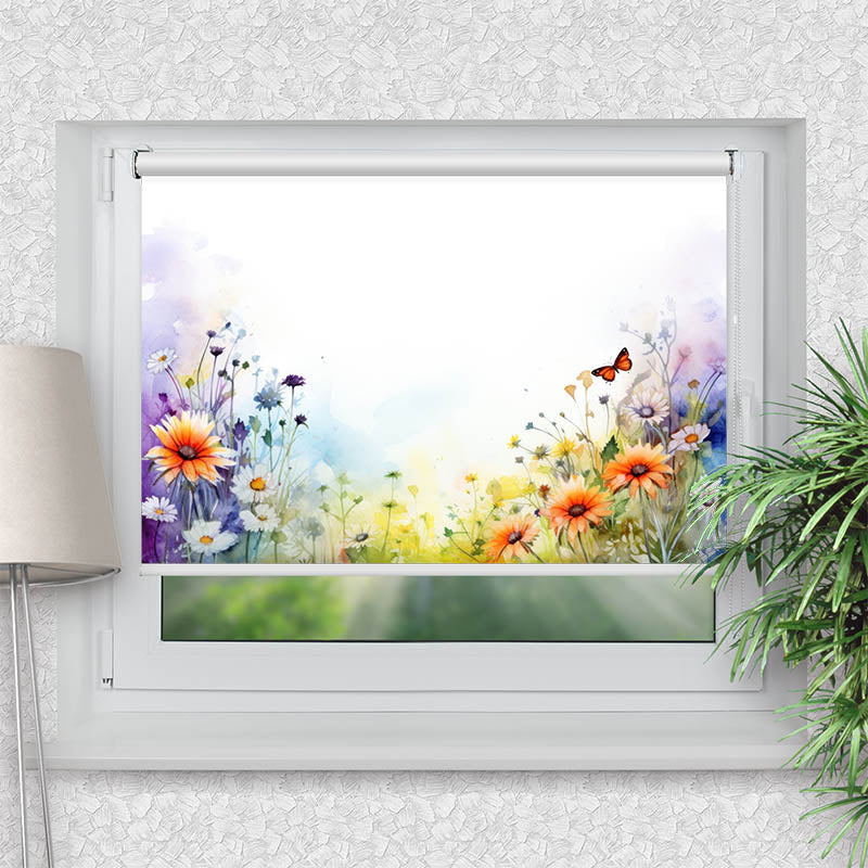 Klemmfix Rollo Wildblumen mit Schmetterling