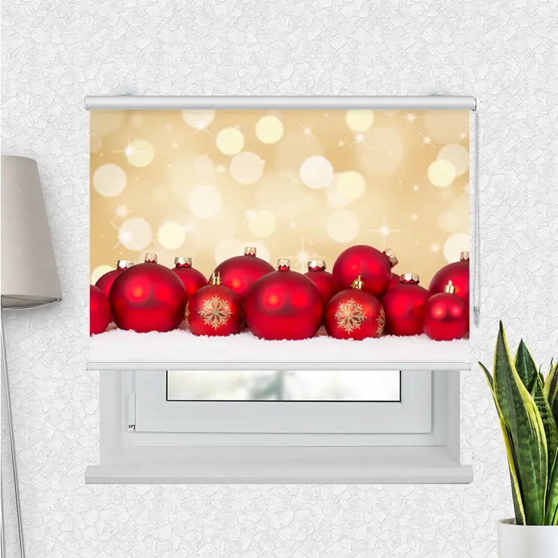 Klemmfix Rollo "Rote Weihnachtskugeln" | Motiv-Klemmrollo