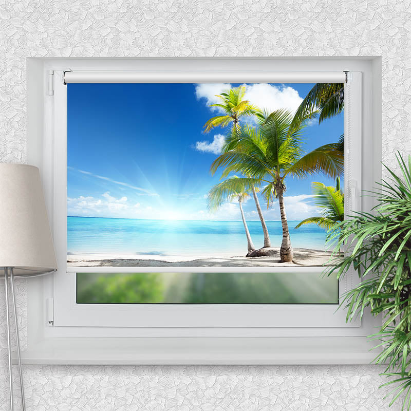 Klemmfix Rollo Palmen Strand Sonne