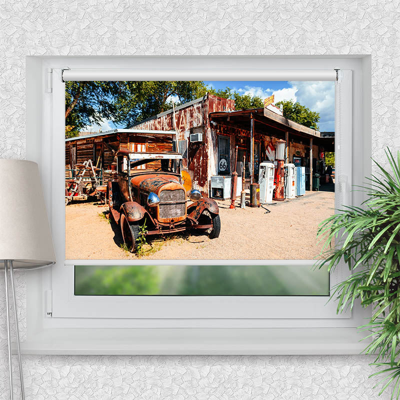 Klemmfix Rollo Verlassene Tankstelle an der Route 66