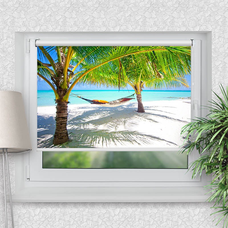 Klemmfix Rollo Palmen mit Haengematte