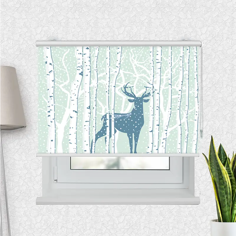 Klemmfix Rollo "Hirsch Im Wald" | Motiv-Klemmrollo