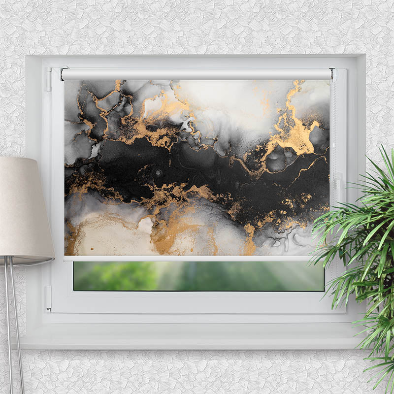 Klemmfix Rollo Abstrakt Marmor Schwarz Gold
