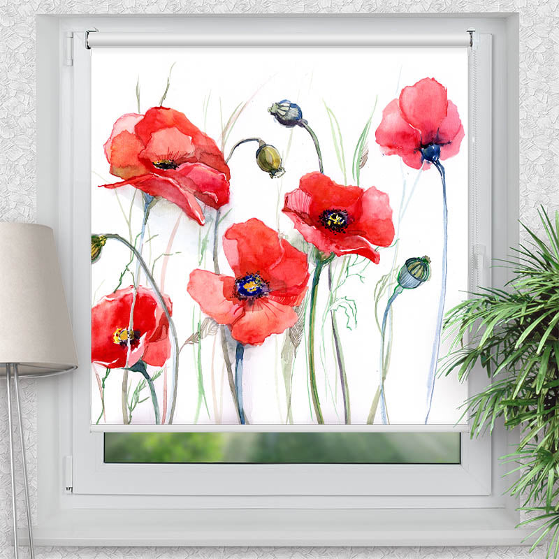 Klemmfix Rollo Mohnblumen Gemaelde