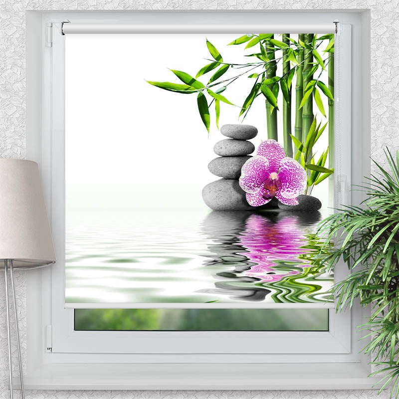 Klemmfix Rollo Bambus Orchidee Zen Stones