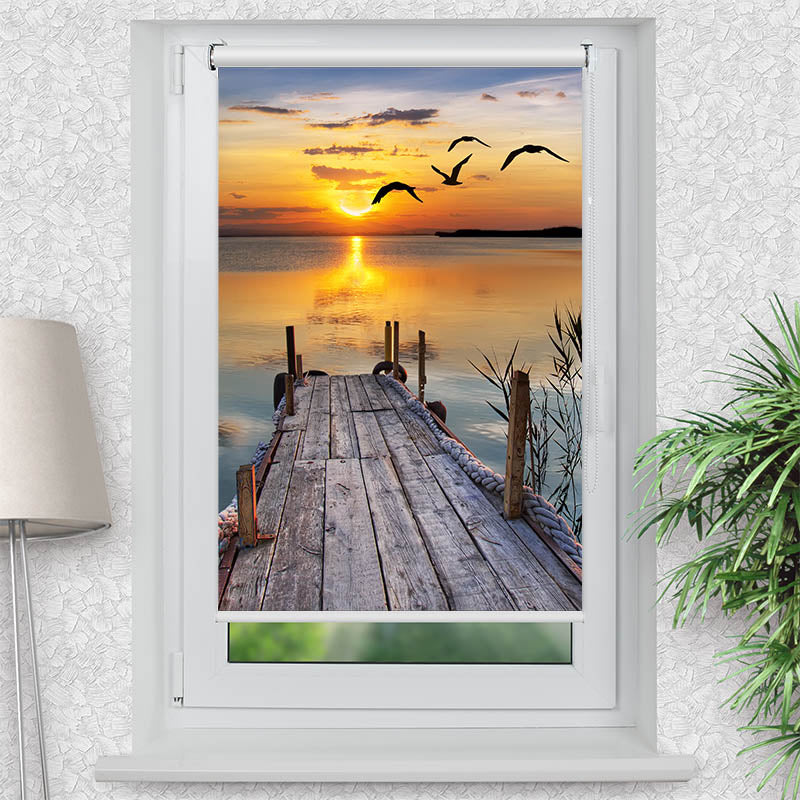 Klemmfix Rollo See Steg Sonnenuntergang