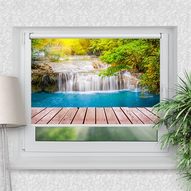 Klemmfix Rollo Wald Wasserfall Steg