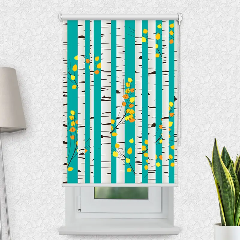 Klemmfix Rollo "Birken Im Herbst" | Motiv-Klemmrollo