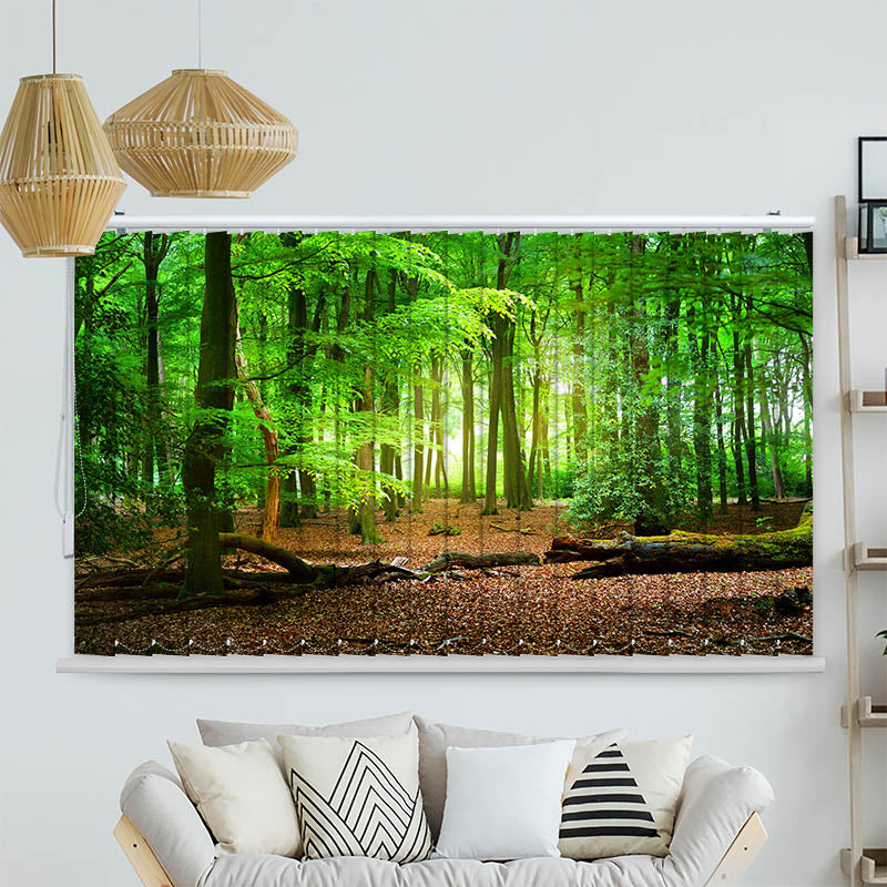Lamellenvorhang Motiv Wald mit Eichenlaub