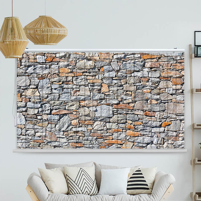 Lamellenvorhang Motiv Natursteinmauer