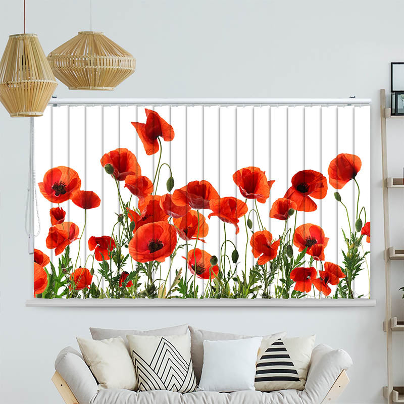 Lamellenvorhang Motiv Mohnblumen Weisser Hintergrund