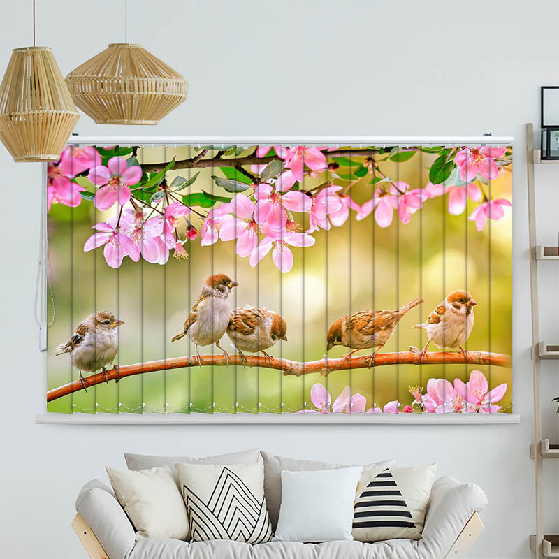 Lamellenvorhang Motiv Spatzen auf dem Ast