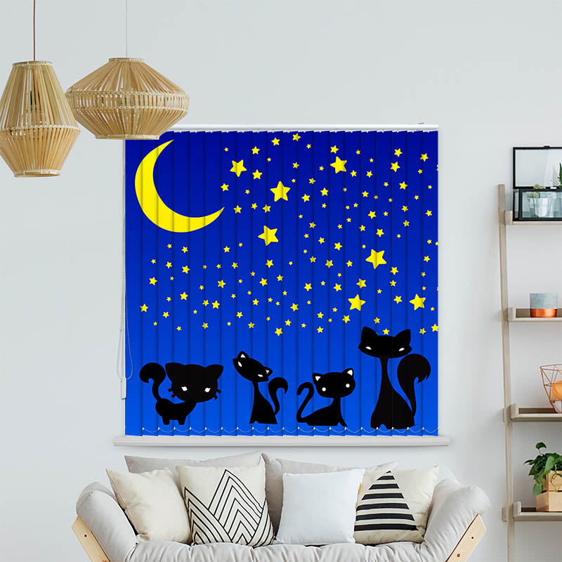 Lamellenvorhang Motiv "Katzen Unter dem Sternenhimmel"