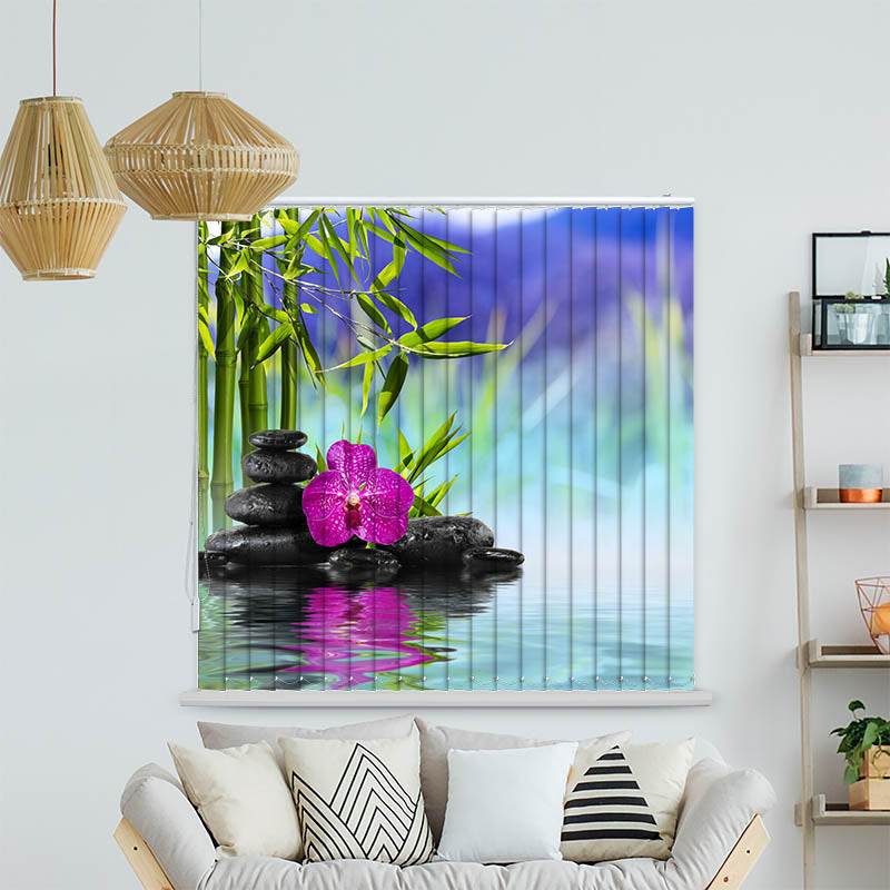Lamellenvorhang Motiv Spa Orchidee Steine