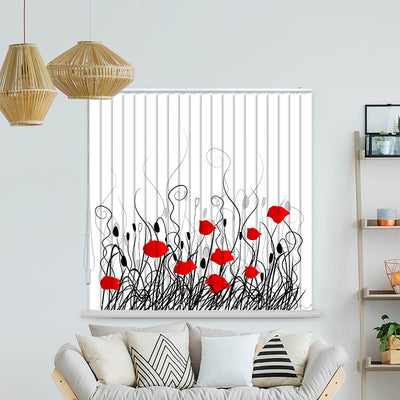 Lamellenvorhang Motiv Mohnblumen Grafik