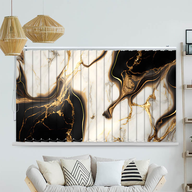 Lamellenvorhang Motiv Abstrakt Marmor Weiss Schwarz