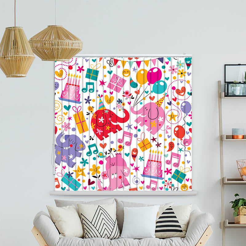 Lamellenvorhang Motiv "Elefanten Kindergeburtstag"