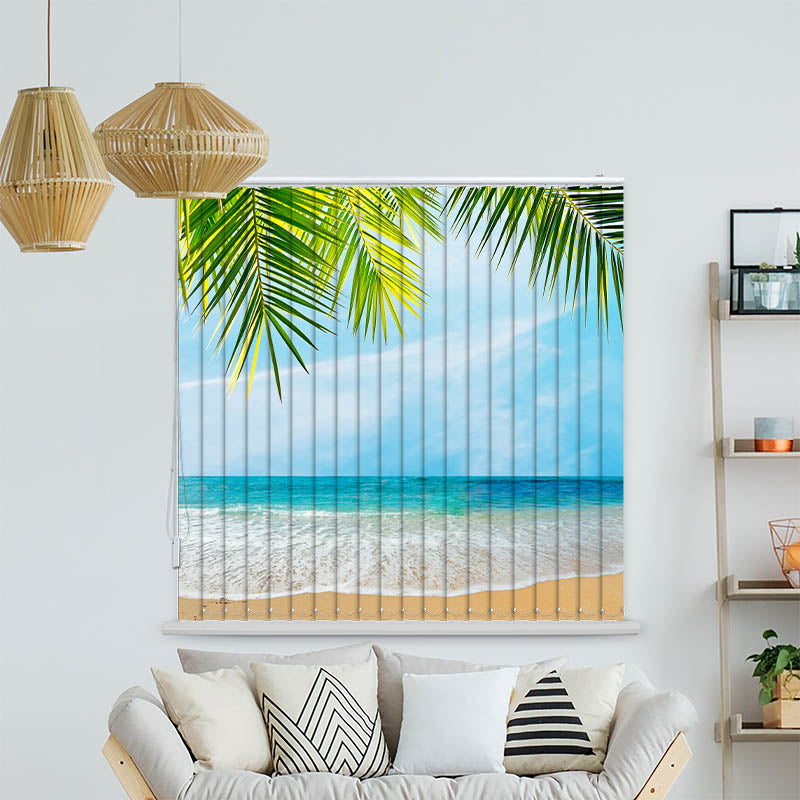 Lamellenvorhang Motiv Palmenblaetter Meer