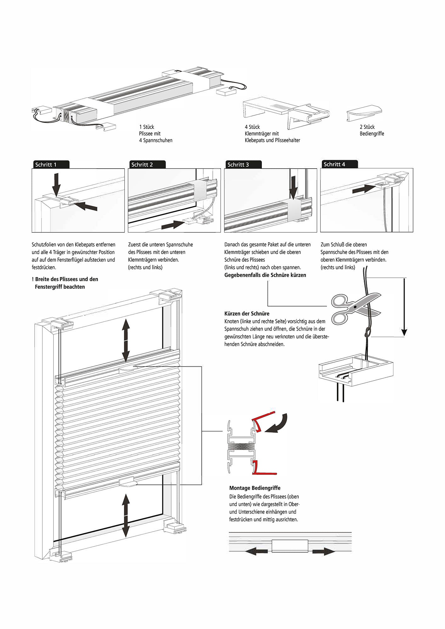 Montageanleitung Plissee Klemmmontage