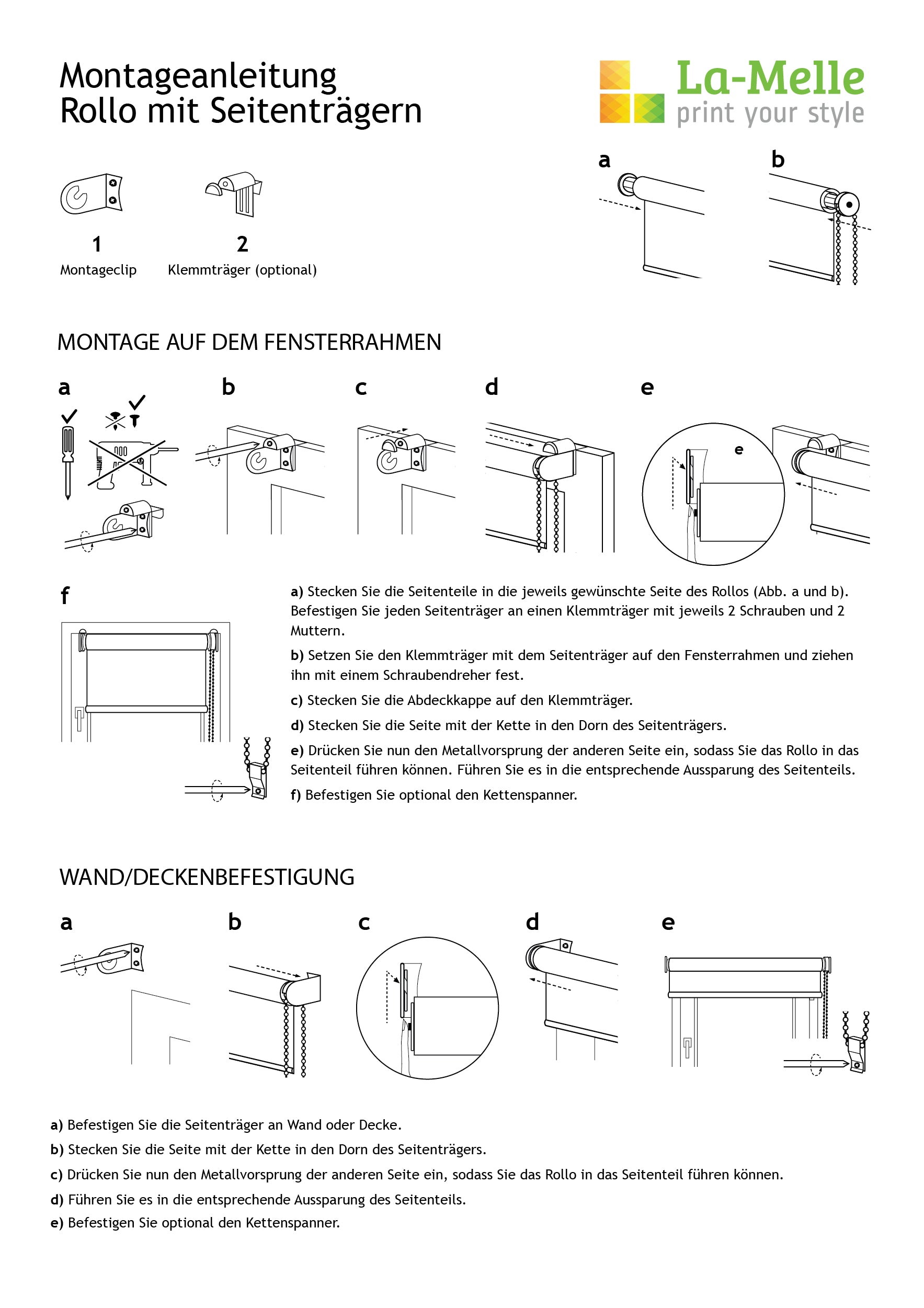Montageanleitung Rollos mit Seitenträger