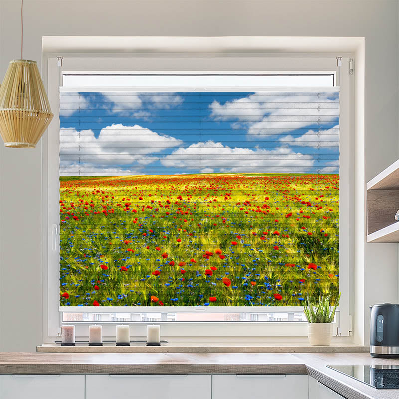 Plissee Motiv Kornfeld Mohnblumen Feld