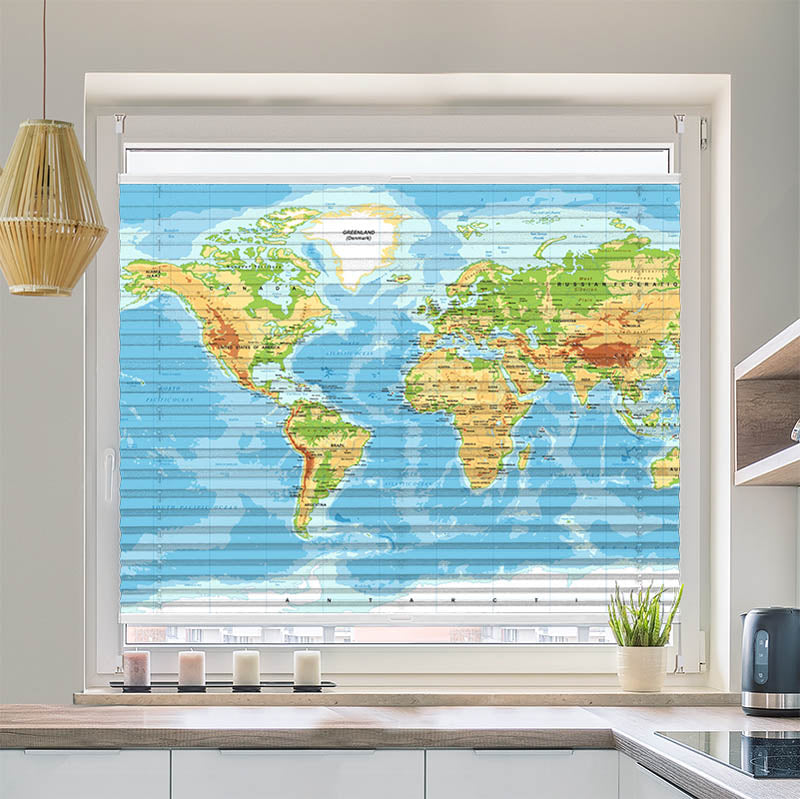 Plissee Motiv "Weltkarte"