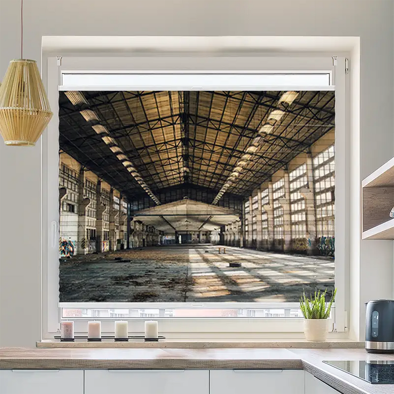 Plissee Motiv Verlassene Industriehalle