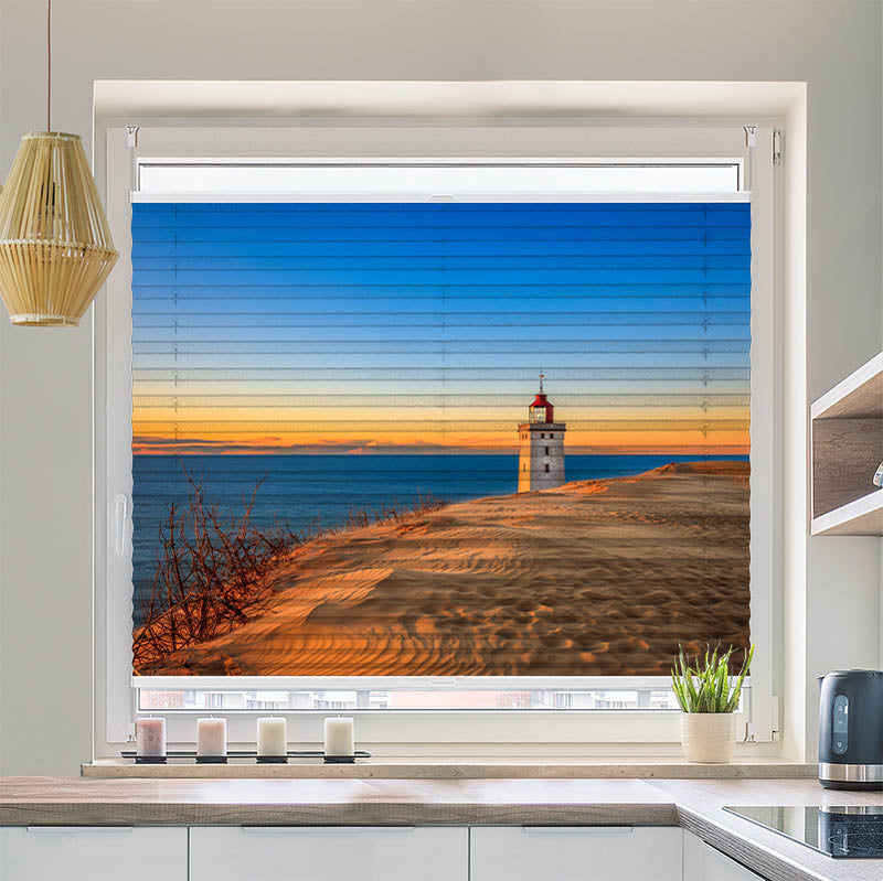 Plissee Motiv Leuchtturm Meer