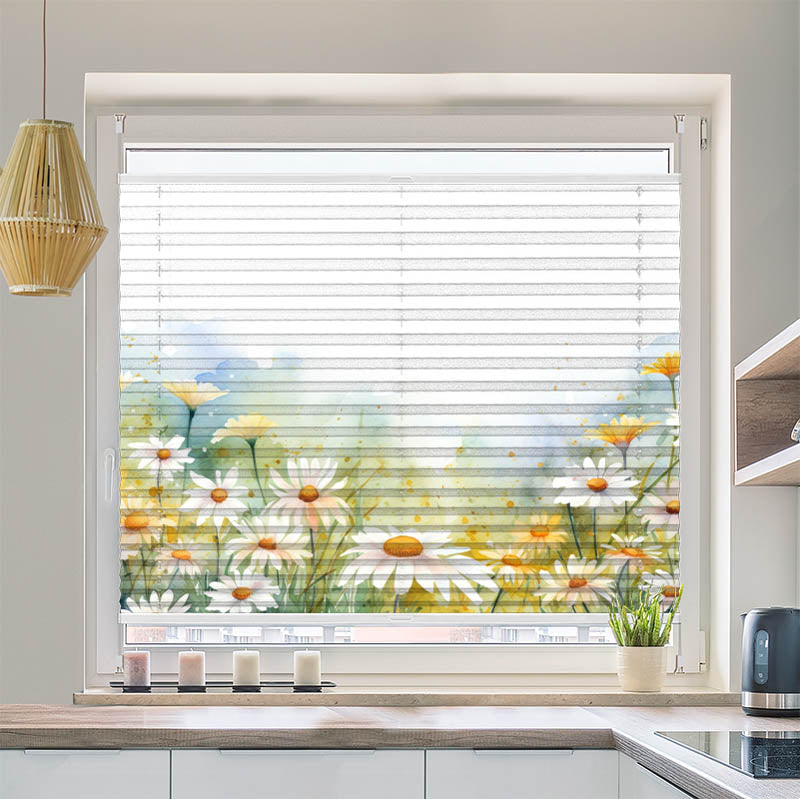 Plissee Motiv Gaensebluemchen Aquarell