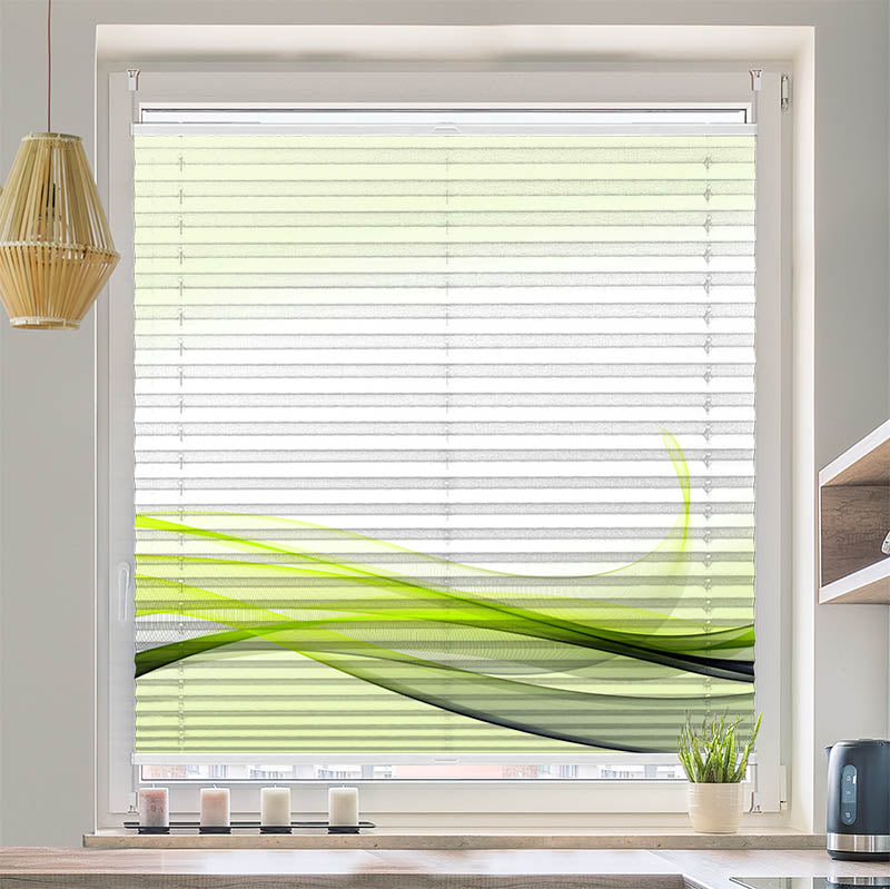 Plissee Motiv Abstrakt Gruene Wellen