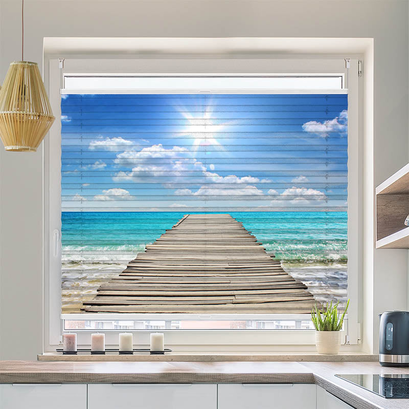 Plissee Motiv Steg ins Meer