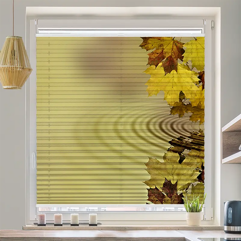 Plissee Motiv "Herbstblaetter Im Wasser"