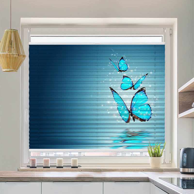 Plissee Motiv Blaue Schmetterlinge