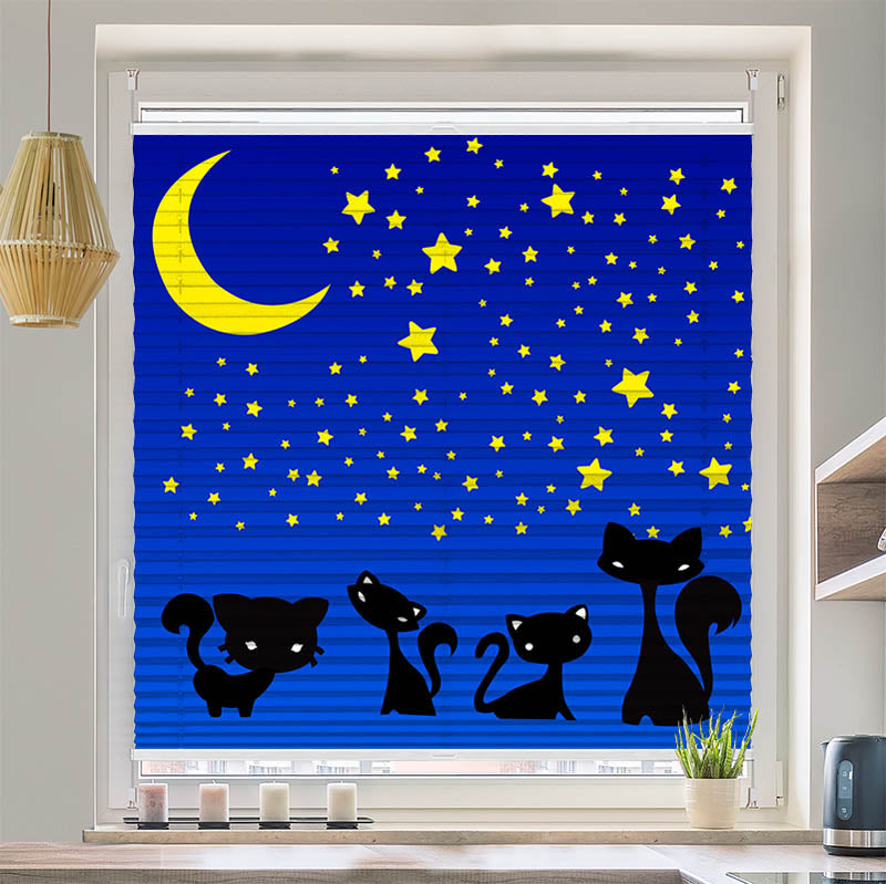 Plissee Motiv "Katzen Unter dem Sternenhimmel"