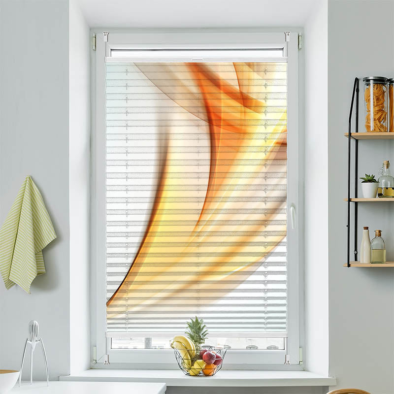 Plissee Motiv Abstakt Wellen Orange Grau